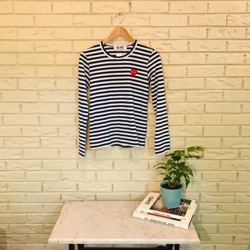 Comme des Garçons PLAY, Small, Navy and White